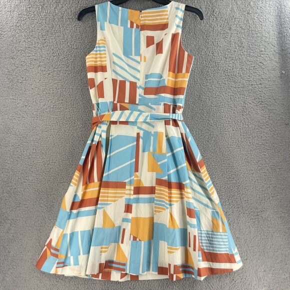 LL Bean Dress Cotton Flare Womens Colorful Size 8 Retro Pinup Knee - Picture 6 of 13